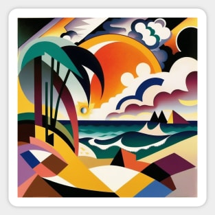 Abstract Art Style - Tropical Beach Sticker